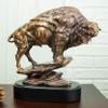 Ebros Buffalo Jump Wild American Bison On Cliff Edge Statue in Bronze Electroplated Finish Resin with Trophy Base Western Rustic Decor Bulls Buffaloes Figurine view 2