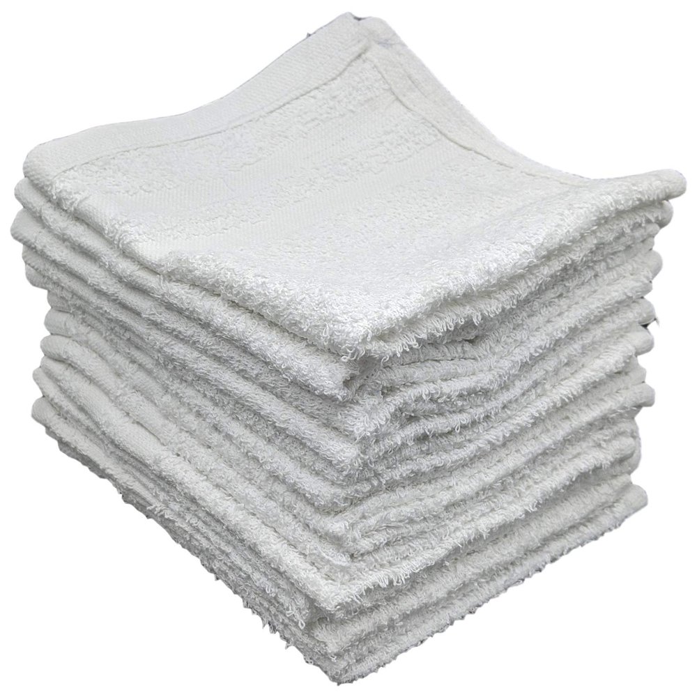 Marquis Mills 600 Pack - 12 in x 12 in White Cotton Ribbon Washcloths Rags - Reusable Lt Weight Thin Cloth Rags - Wood Stain/Painting/Crafts/Garage - 1 Lb per Dozen