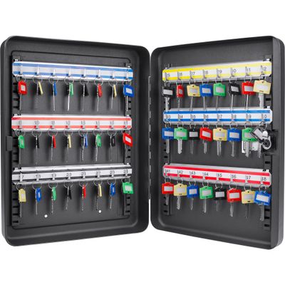 Barska 48-Position Key Cabinet Lock Box with Combination Lock Adjustable Numbered Hooks, Color-Coded Key Tags, Wall Mount Steel Organizer for Home or Office