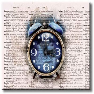 ArtWorks Decor Vintage Blue Clock Summer Time Change Over Picture on Stretched Canvas Wall Art, Ready to Hang!