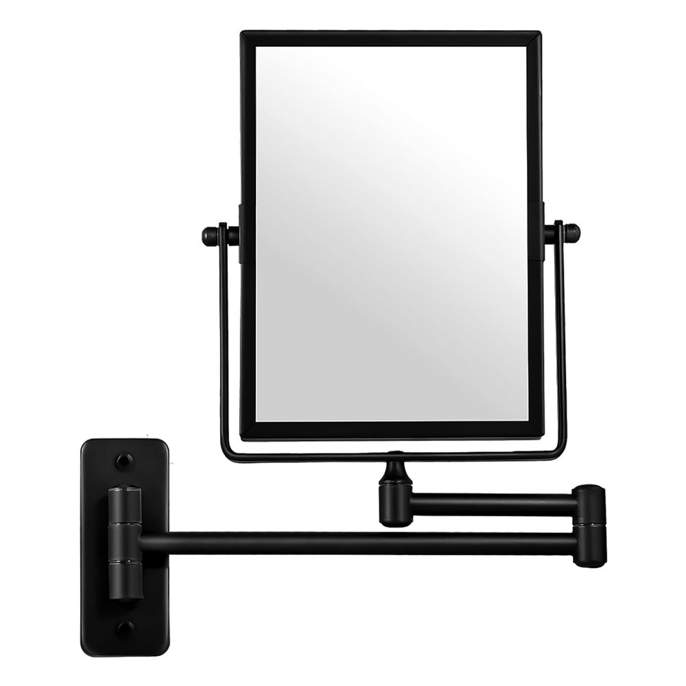 QiMH 3X Magnified Wall Mounted Mirror, Rectangular 8x6 Inch with Extendable Arm | Double-Sided Swivel Bathroom Shaving Vanity Mirror