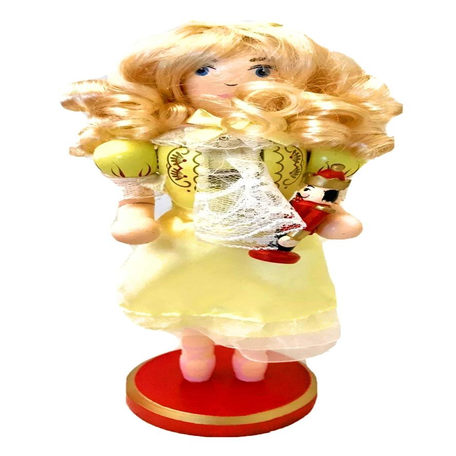 Rue Noel The Nutcracker Ballerina Wooden Nutcracker Christmas Holiday Decor, Medium, Yellow
