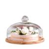 8/10/11 Inch Cake Plate, Rotatable Wooden Dessert Tray Glass Fruit Dust Dome Restaurant Cake Maker Chip & Dip Server (Color : Khaki, Size : 24.624.617.8CM) view 1