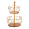 Craft Brio 2 Tier Home and Kitchen Fruit Vegetable Baskets Metal and Wooden Multicolor Black/Gold/Rose Gold Size (16.5 Inches Height) (Gold) view 1