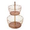 Craft Brio 2 Tier Home and Kitchen Fruit Vegetable Baskets Metal and Wooden Multicolor Black/Gold/Rose Gold Size (16.5 Inches Height) (Gold) view 2