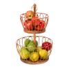 Craft Brio 2 Tier Home and Kitchen Fruit Vegetable Baskets Metal and Wooden Multicolor Black/Gold/Rose Gold Size (16.5 Inches Height) (Gold) view 3