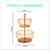 Craft Brio 2 Tier Home and Kitchen Fruit Vegetable Baskets Metal and Wooden Multicolor Black/Gold/Rose Gold Size (16.5 Inches Height) (Gold) view 4