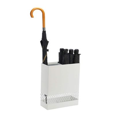 Umbrella Racks WXYZ Wrought Iron Umbrella Stand Home Entrance Umbrella Storage Rack, The Middle Compartment Can Store Long and Short Umbrellas 30.5x13x40cm Black and White (Color : White)
