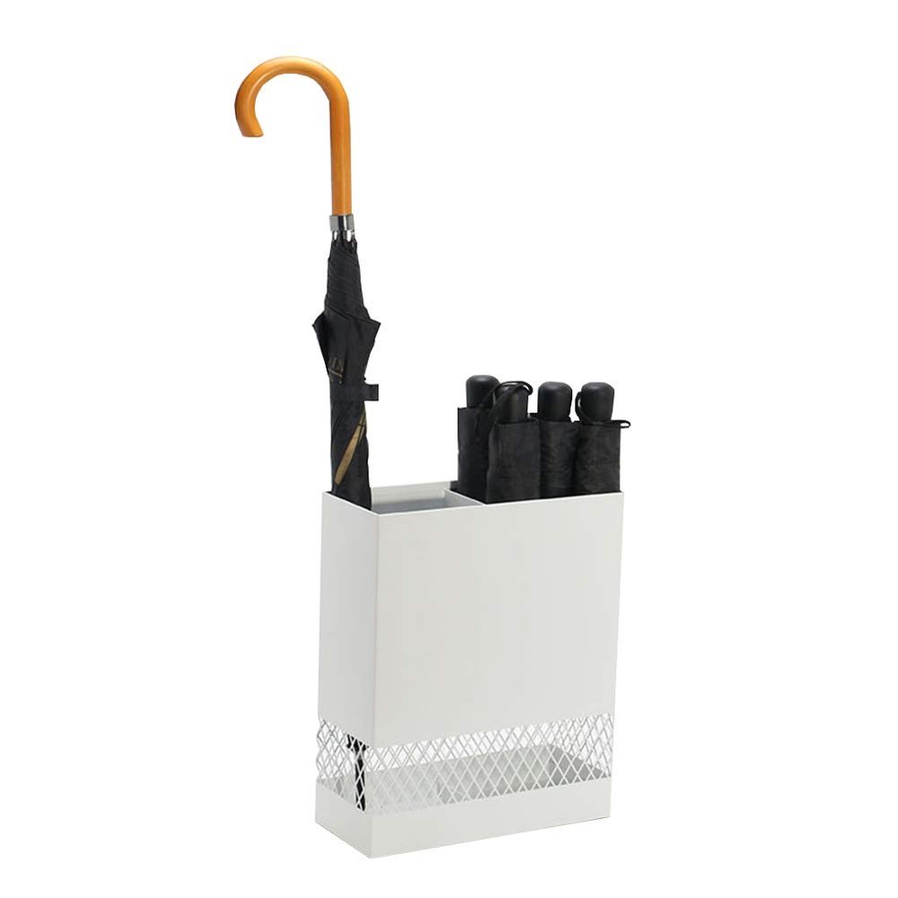 Umbrella Racks WXYZ Wrought Iron Umbrella Stand Home Entrance Umbrella Storage Rack, The Middle Compartment Can Store Long and Short Umbrellas 30.5x13x40cm Black and White (Color : White)