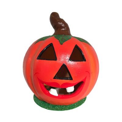 Alexander Taron Schaller Paper Mache Pumpkin with Leaves Candy Container - 6.5" H x 6" W x 6" D