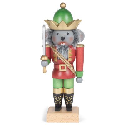 Red Green Mouse King Nutcracker 10.5 x 4 Wood Decorative Tabletop Figurine