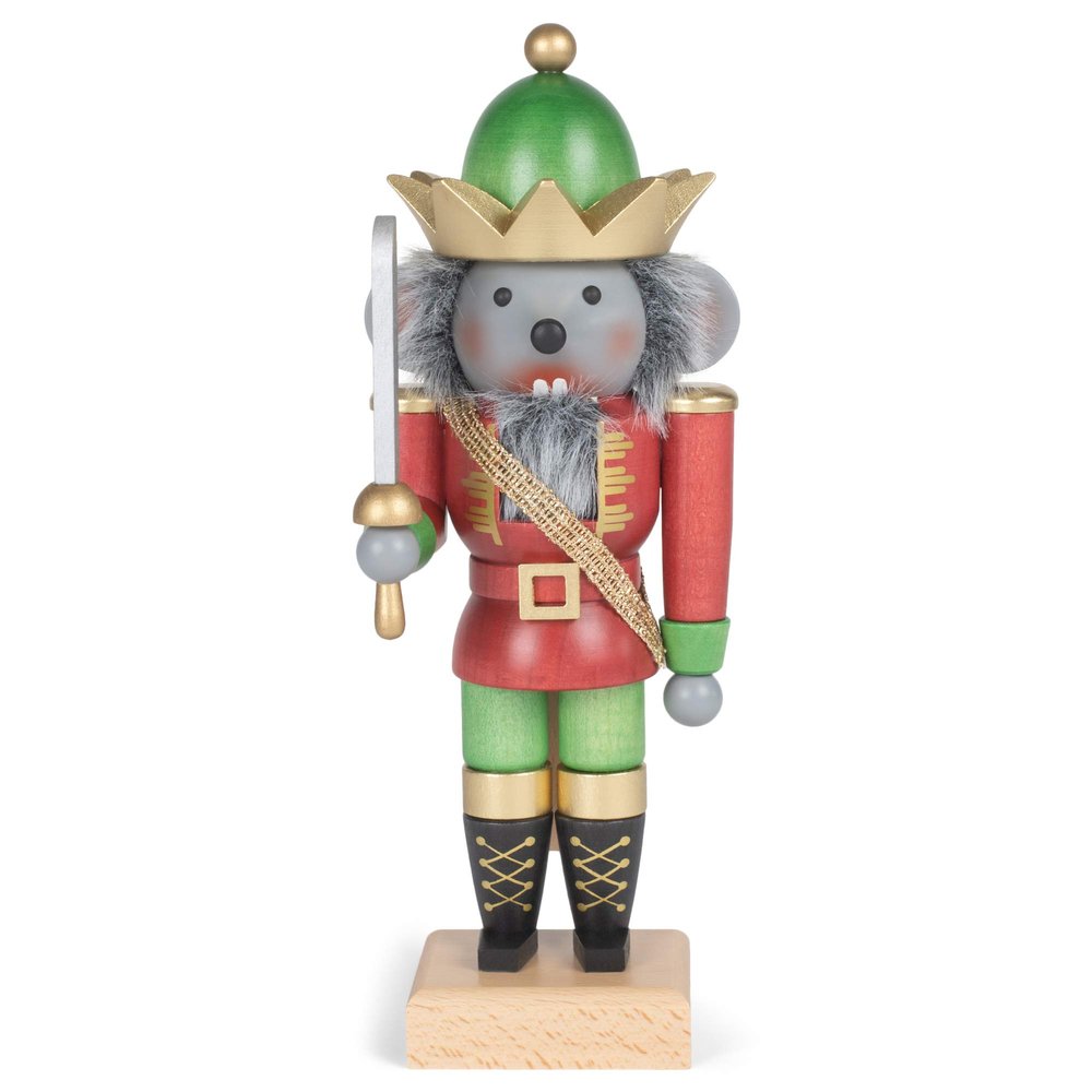 Red Green Mouse King Nutcracker 10.5 x 4 Wood Decorative Tabletop Figurine