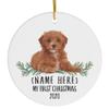 Personalized Name Custom Year Cavapoo White New Years 2027 Decorations Gifts First 2026 Christmas Tree Ornaments Ceramic Circle view 1