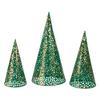 Christmas Cone Trees - 16" - Green and Gold - Set of 3 view 1