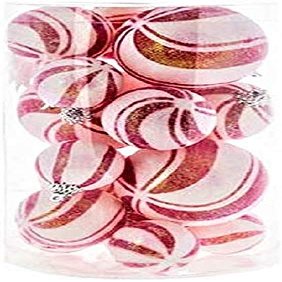 24 Pieces Candy Cane Frosted Ball Ornaments Christmas Trim a Tree Decoration Hanging Decoration