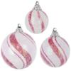 24 Pieces Candy Cane Frosted Ball Ornaments Christmas Trim a Tree Decoration Hanging Decoration view 2