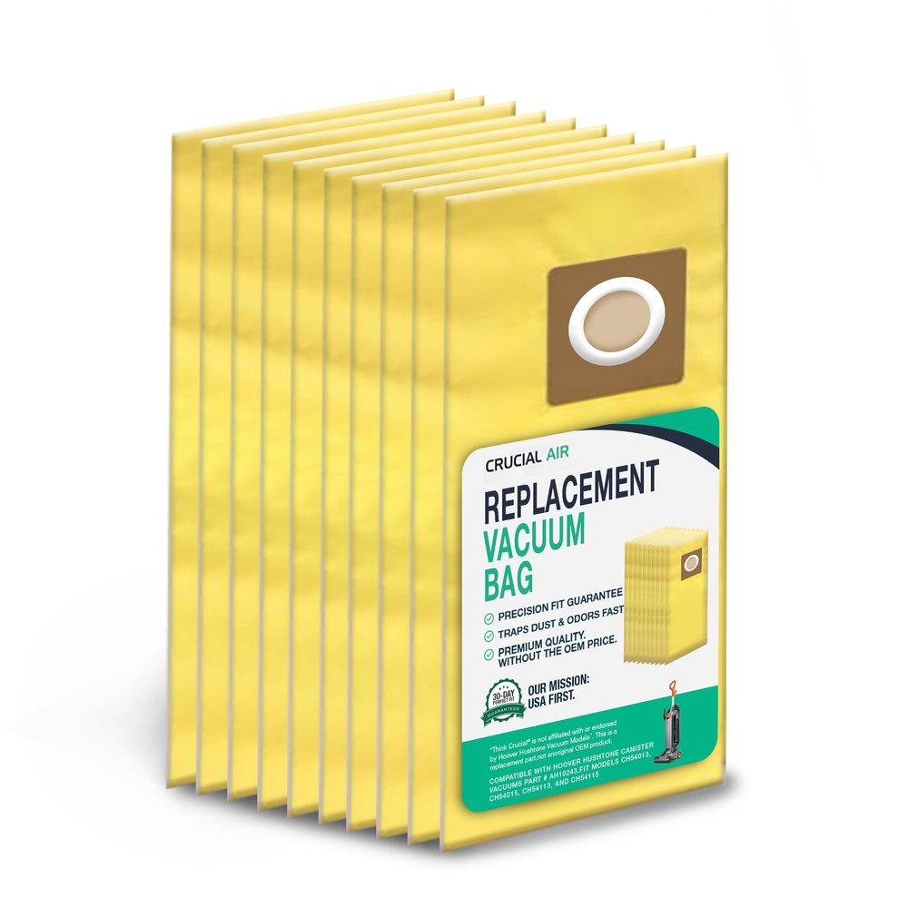 10 Replacements for Hoover HushTone Canister Vacuums Bags Part # AH10243, Fits Models: CH54013, CH54015, CH54113 & CH54115 (10 PACK) by Think Crucial