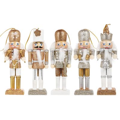 PRETYZOOM 5 PCS Wooden Christmas Nutcracker Figures Ornaments Nutcracker Soldier Hanging Decorations Xmas Holiday Tree Table Decor