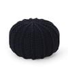 Christopher Knight Home Corisande Modern Knitted Cotton Round Pouf, Dark Blue view 1