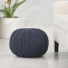 Christopher Knight Home Corisande Modern Knitted Cotton Round Pouf, Dark Blue view 2