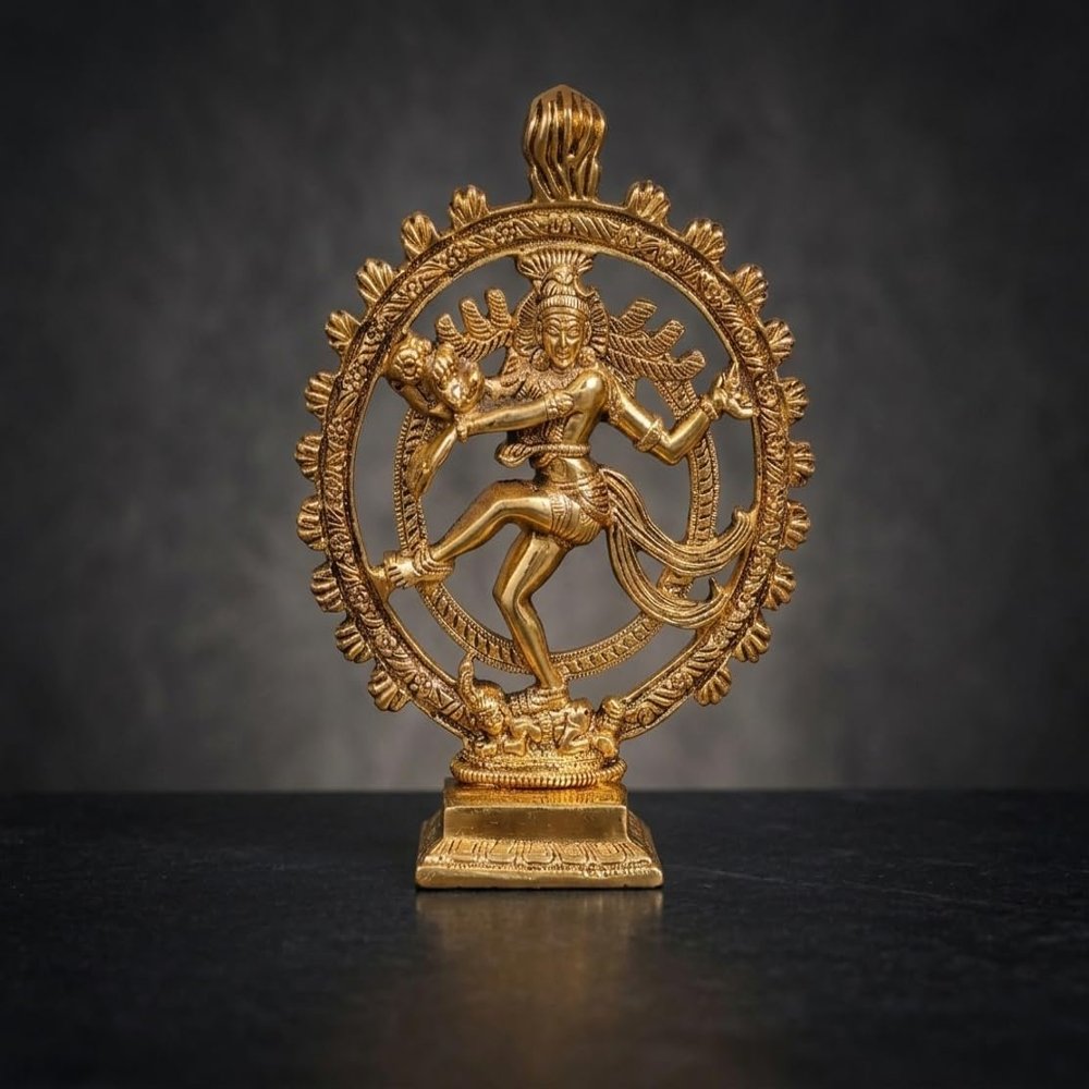 KridayKraft Metal Shiva Idol Natraj Statue for Home Decor,Gold Plated Dancing Shiva Natraja/Natrajan (Mahakal Murti) Showpiece Figurine Murti Deccoration & Gifts Article...