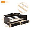 Twin Daybed with 2 Drawers and Armrest, Space-Saving Wooden Sofa Bed for Bedroom Living Room, No Box Spring Needed (Espresso) view 2