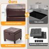 Asense 17 Inch Storage Ottoman Foot Rest,Square Faux Leather Foot Stool,Small Ottoman with Storage,Padded Seat for Entryway,Living Room,Bedroom,Couch,Under Desk,Brown view 4