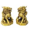 AMTOOCH Feng Shui Kylin Brass Statue Home Decoration a Pair qilin Sculpture Golden Wealth Chi Lin Living Room Office (4" L x 3.6" W x 5.2" H) view 1