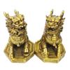 AMTOOCH Feng Shui Kylin Brass Statue Home Decoration a Pair qilin Sculpture Golden Wealth Chi Lin Living Room Office (4" L x 3.6" W x 5.2" H) view 2
