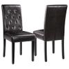Topeakmart Dining Chairs Button Tufted Padded Kitchen Chairs Tall Back Dining Room Side Chair with Solid Wood Legs, Brown, Set of 2 view 1