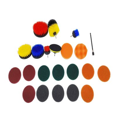 FixtureDisplays 23-Piece Drill Brush Accessory kit, Powerful Cleaning Brush kit, Scrub Brush with Extended Attachment, Cleaning pad, for Bathtub Sink, Floor, Wheel, Carpet, Yellow 1528