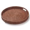 16.9 inch Rattan Tray, Round Wicker Tray with Cut-Out Handles, Woven Serving Tray for Dining/Coffee Table view 2