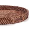 16.9 inch Rattan Tray, Round Wicker Tray with Cut-Out Handles, Woven Serving Tray for Dining/Coffee Table view 3
