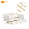 KLMM Twin Daybed with Trundle Bed and Armrest, Space-Saving Wooden Sofa Bed for Bedroom Living Room, No Box Spring Needed (White) view 2