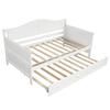 KLMM Twin Daybed with Trundle Bed and Armrest, Space-Saving Wooden Sofa Bed for Bedroom Living Room, No Box Spring Needed (White) view 4