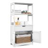 GLACER Large Bathroom Floor Cabinet, Freestanding Multipurpose Storage Cabinet with Drawer, 2 Open Shelves and Door Cupboard for Bathroom, Kitchen or Living Room, 24 x 13 x 48 inches (White) view 1