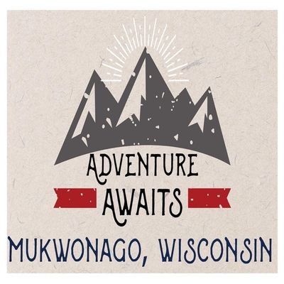 Mukwonago Wisconsin Souvenir 2x3 Inch Fridge Magnet Adventure Awaits Design