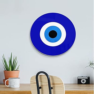 4ArtWorks Blue Evil Eye Wall Decor Hanging Ornament | 19" Diameter | Good Luck Charm | Wall Decor Amulet | Turkish Nazar Bead Decoration | Home Protection and Blessing