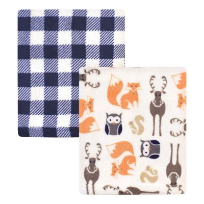 Hudson Baby Unisex Baby Silky Plush and Coral Fleece Blanket, Forest, 30x36 inches