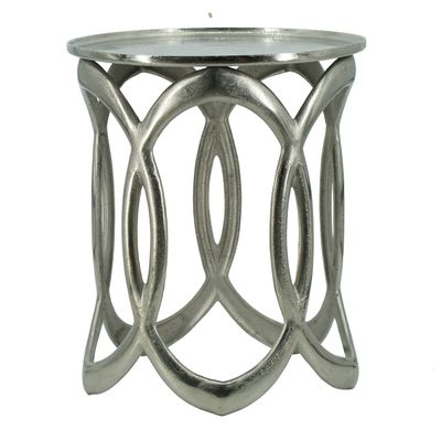 A&B Home AB-48423 18" and 19.5" H Round Silver Aluminum Indoor Side Tables (Set of 2), Nickel