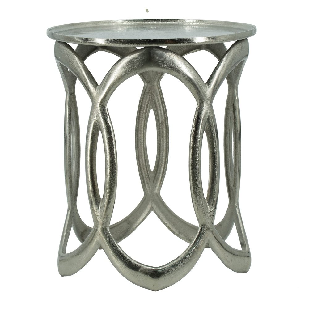 A&B Home AB-48423 18" and 19.5" H Round Silver Aluminum Indoor Side Tables (Set of 2), Nickel