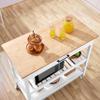 Topeakmart Kitchen Island Cart on Wheels, Rolling Microwave Cart with Storage Drawer Towel Rack 2 Shelves Natural Wood Countertop, White view 3