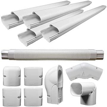 HVAC Premium PVC Decorative Line Cover Universal Set for Ductless Mini Split Air Conditioners - Pipe Cover - 4" Diameter -Beige