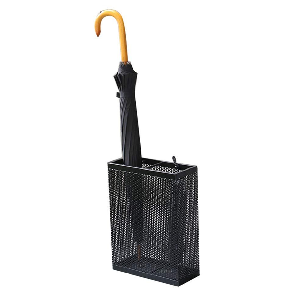 Umbrella Racks WXYZ Hollow Creative Umbrella Stand, 2 Hanging Hooks for Folding Umbrellas, Home Hotel Office Storage Rack Paper Basket 30x13x40cm Black White Gold (Color : Black1)