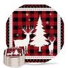 8-Piece Set Ceramic Coasters for Drinks,Christmas Tree Elk Snowflakes Buffalo Red Black Plaid Unique Absorbent Round Ceramics Cork Backed Cup Mat for Home/Housewarming Gift view 1