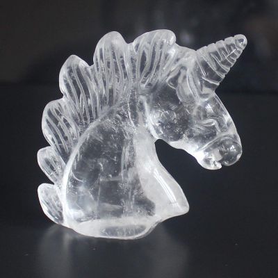 2'' Hand Carved Mixed Gemstone Rose Quartz llanite Amazonite Fluorite Crystal Dragon Blood Jasper Unicorn Crystal Figurine Carving (Clear Quartz)