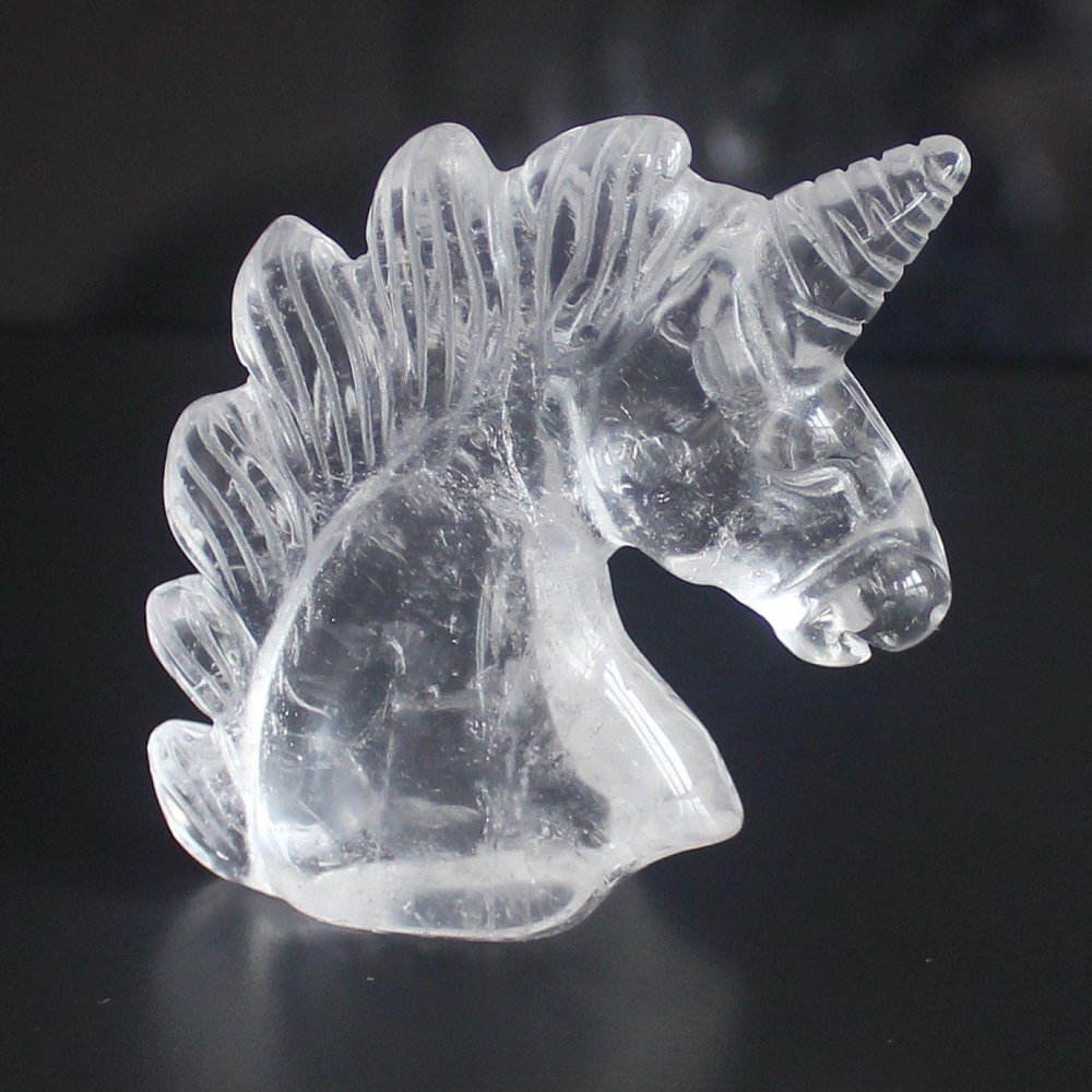 2'' Hand Carved Mixed Gemstone Rose Quartz llanite Amazonite Fluorite Crystal Dragon Blood Jasper Unicorn Crystal Figurine Carving (Clear Quartz)