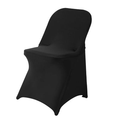 6 Pack Black Spandex Folding Chair Covers in Stretch Washable Fabric for Wedding, Party,Holidays,Celebration and Other Special Events