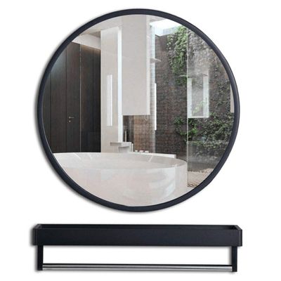 Y&J Round Mirror with Shelf, Wall Mirror Bathroom, Makeup Decorative Mirror, for Bedroom, Living Room, Hallway