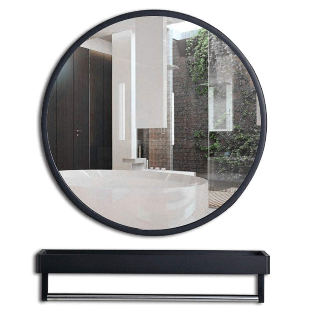 Y&J Round Mirror with Shelf, Wall Mirror Bathroom, Makeup Decorative Mirror, for Bedroom, Living Room, Hallway